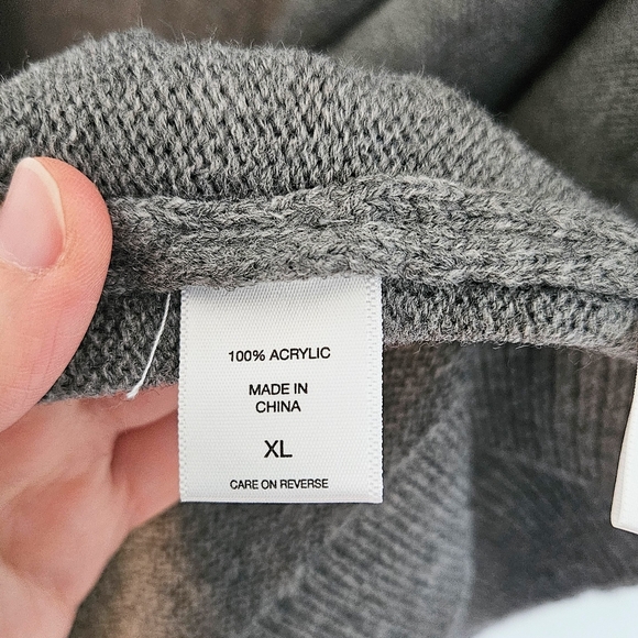 NY&Co. Light Grey Open Front Hooded Wooly Acrylic Cardigan w/ Big Pockets Sz XL - Picture 5 of 7